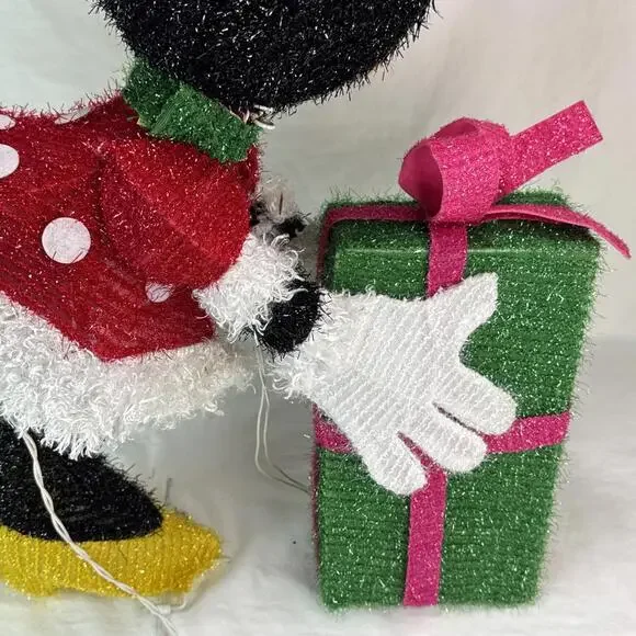 Disney Magic Holiday Minnie Mouse Lighted Tinsel Yard Sculpture Decoration